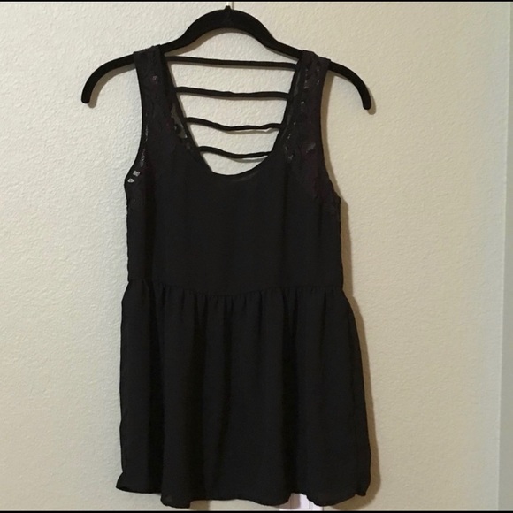 Chloe K Tops - Chloe K babydoll dress tank top S black lace